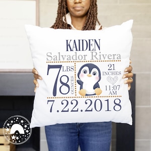Diseño de almohada de anuncio de nacimiento de PINGÜINO/diseño de sublimación/almohada de anuncio de nacimiento png/clipart/sublimation/png/download