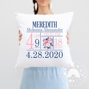 Floral Navy und Blush Geburt Ankündigung Kissen Vorlage Sublimation Vorlage/Geburt Ankündigung Kissen png/clipart/Sublimation
