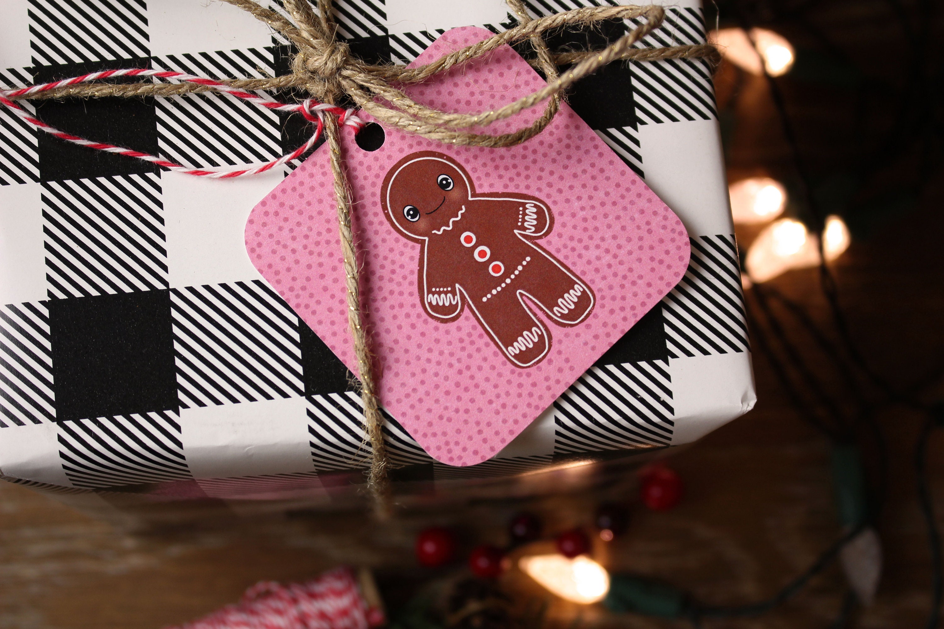 Gingerbread Gift Tags Set of 6 Gingerbread Man Holiday Etsy