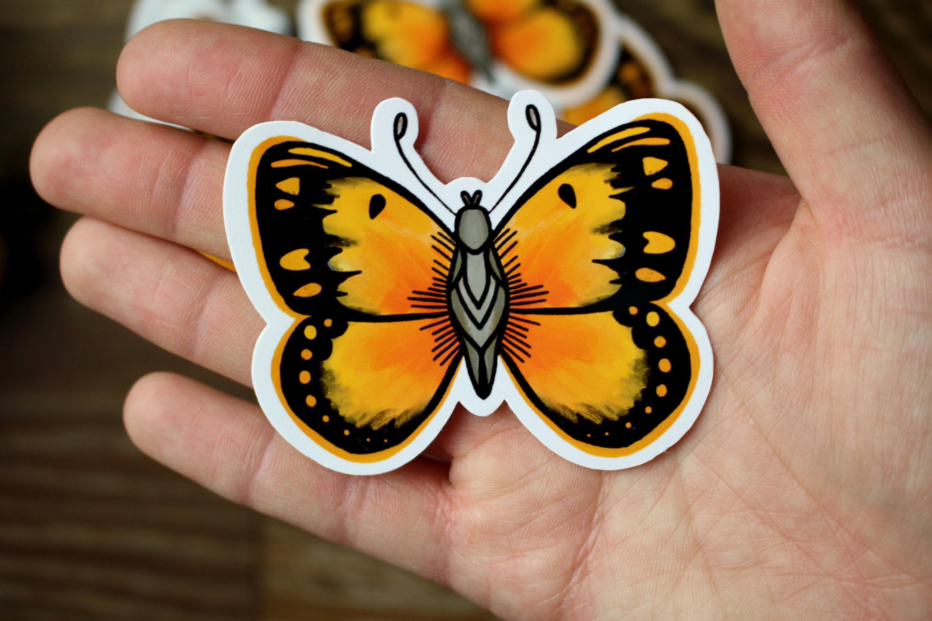 Butterfly Waterproof Sticker Illustrated Butterfly Laptop Etsy Sweden