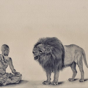 Khoeng Kich, Khoeng Khat : Ilustración de monjes y leones