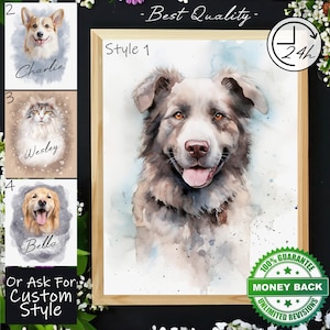 Pintura de retrato de mascota en acuarela, retrato personalizado de mascota, ilustración de mascota, dibujo de retrato de perro personalizado, regalo conmemorativo de mascota, pérdida de mascota