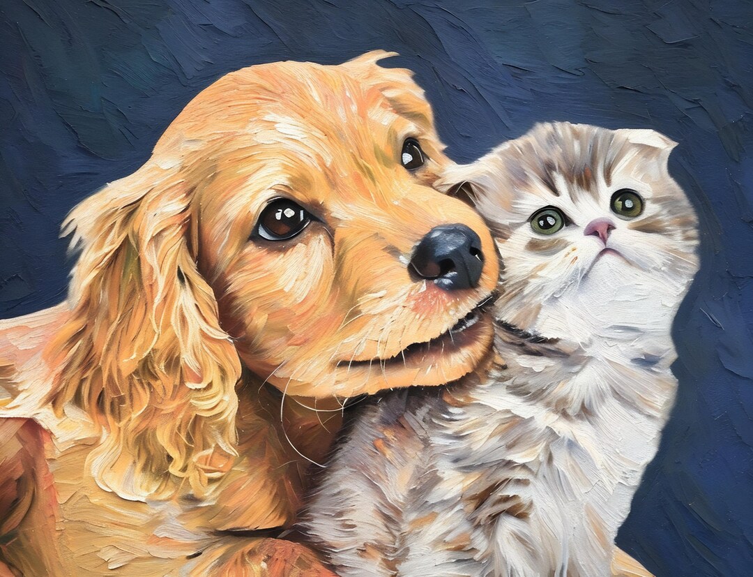 Pet Portrait From Photo Pet Oil Painting Dog and Cat Custom Dog