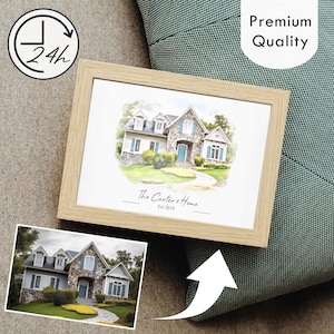 Custom Watercolor House Portrait,Watercolor House Painting,Personalized Housewarming Gift,First Home Gift,Realtor Closing Gift,Home Portrait