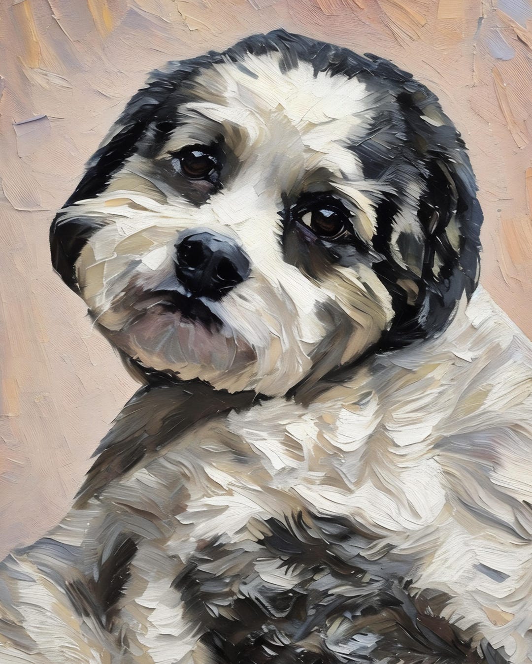 Custom Pet Portrait Oil Painting on Canvas Commission Digital Dog ...