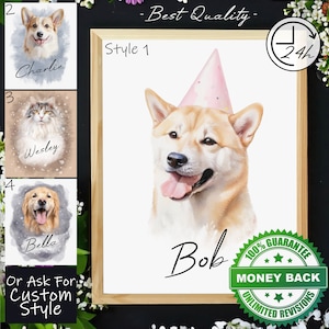 Retrato de perro personalizado retrato de mascota dibujo personalizado de la foto, pintura de perro, mascota de acuarela, monumento a mascotas, regalos para dueños de perros, perro de acuarela