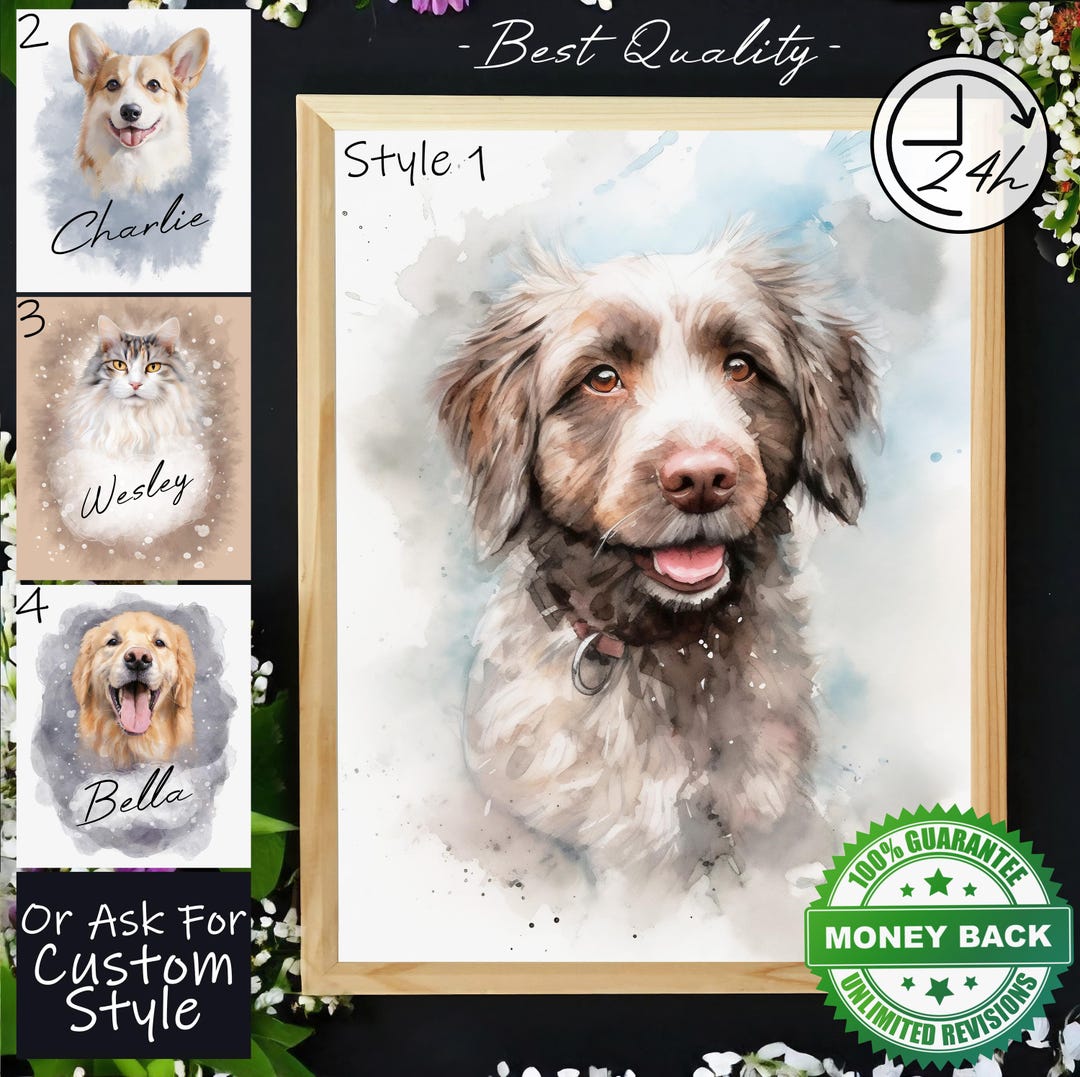 Pet Portrait From Photo Pet Portrait Custom and Personalized Pet Dog ...