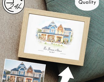 retrato de la casa, pintura de la casa, regalo de inauguración de la casa, regalo de agente inmobiliario, pintura del hogar, retrato del hogar, pintura personalizada, pintura del hogar en acuarela