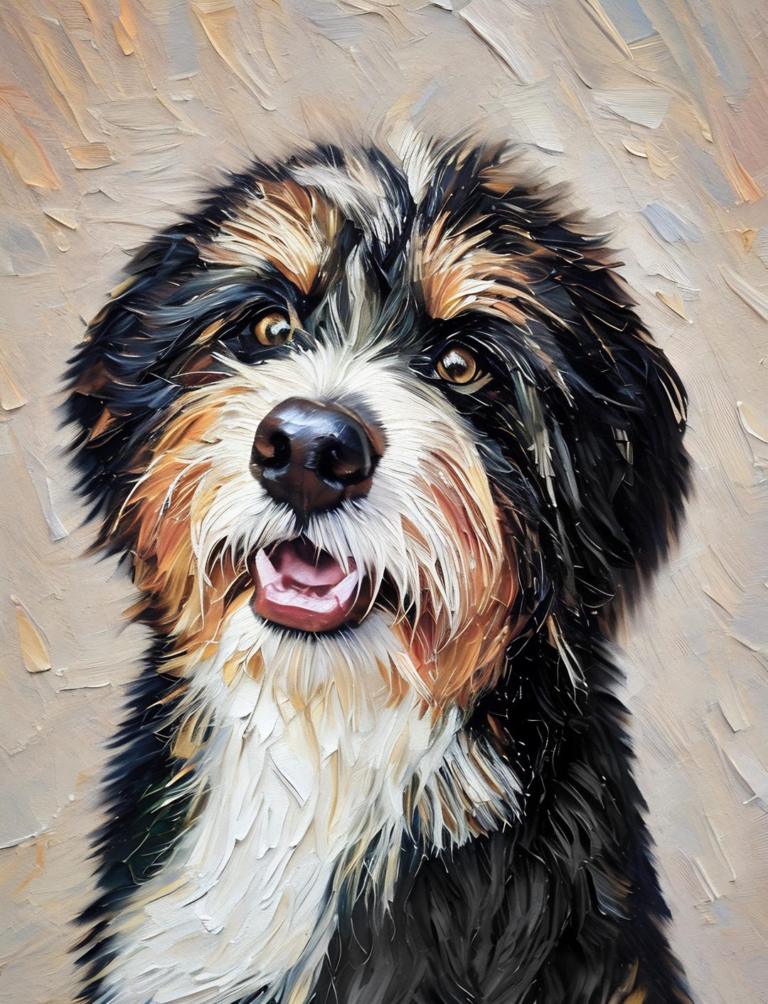Custom Pet Portrait Oil Painting on Canvas Commission Digital Dog ...