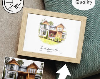 Custom Watercolor House Portrait From Photo New Home Housewarming Gift ...