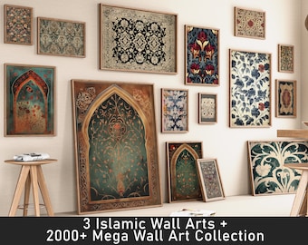 Islamic Wall Art Set of 3 Plus Wall art bundle, 2000 Digital wall arts, Islamic pattern wall art Digital prints, Muslim wall art arabic