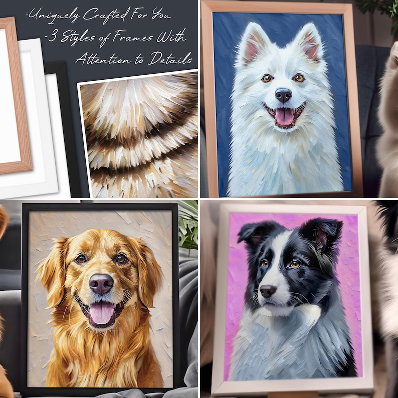 Pet Portrait From Photo Pet Oil Painting Dog and Cat Custom Dog