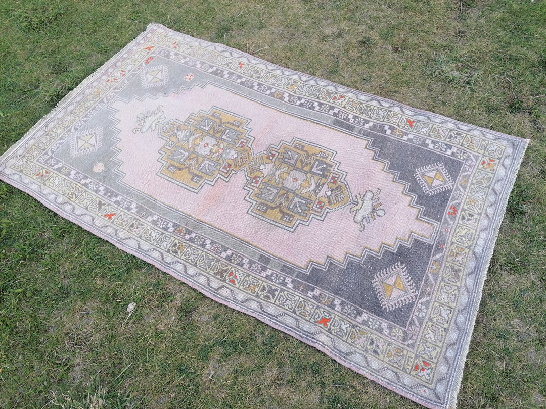 4x6.5 Feet Oushak Turkish Bathroom Rug Vintage Handmade Wool Etsy