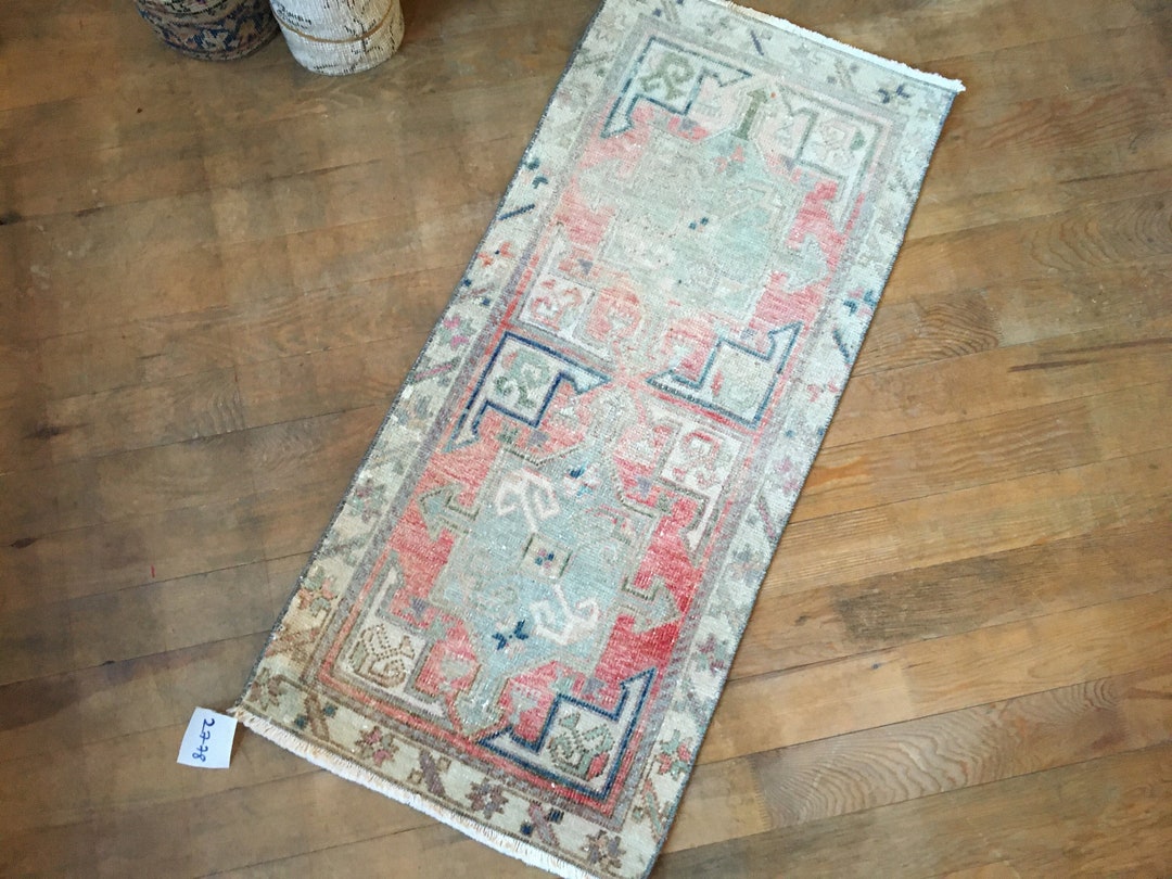 1.7'x3.6' Turkish Small Rug, Vintage Bathroom Rug, Oushak Bedroom Rug