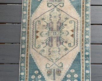 Alfombra turca vintage tejida a mano Oushak 3,5x1,8