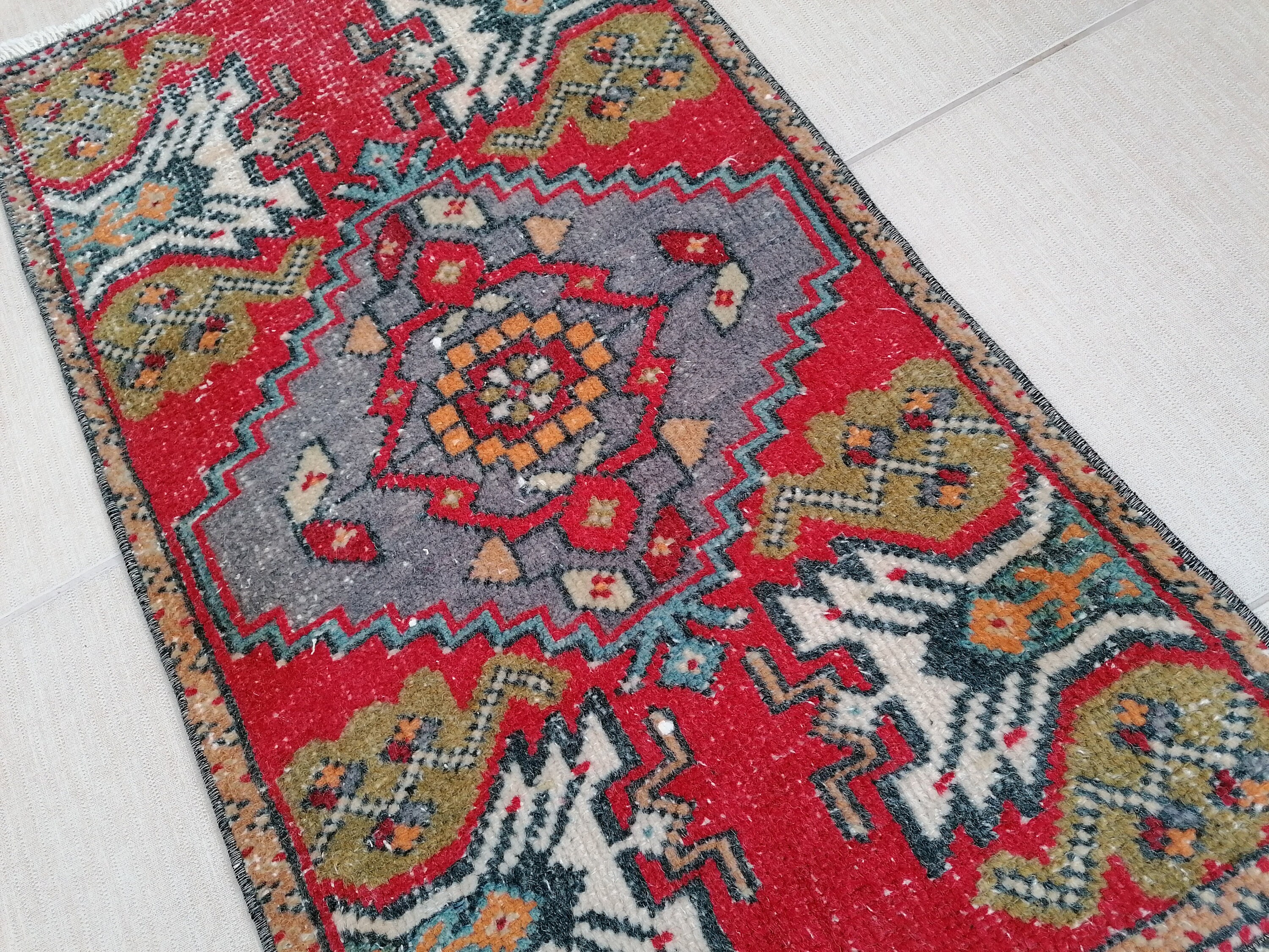 Tapis Turk?sh 2'10x1'7 V?ntage Rug, Petit Tapis Turk?sh, Fait à La Main, de Laine