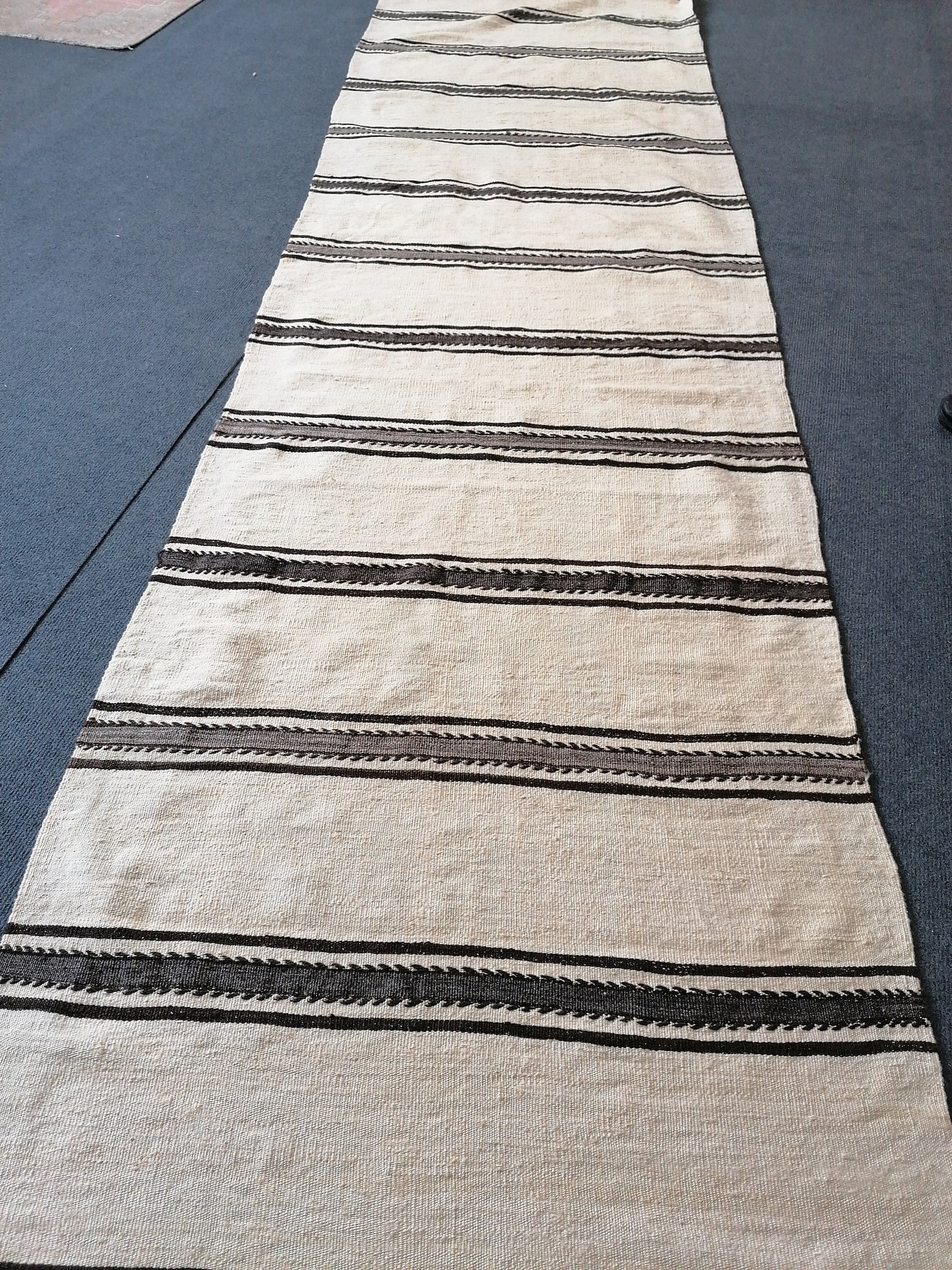 Neutral Vintage Runner Rug Neutral Flat Woven Kilim Runner Etsy
