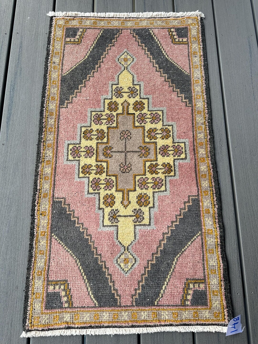 Turkish Rug Small Handwoven Natural Vintage Turkish Rug, Small Anatolian Oushak Wool Rug ...