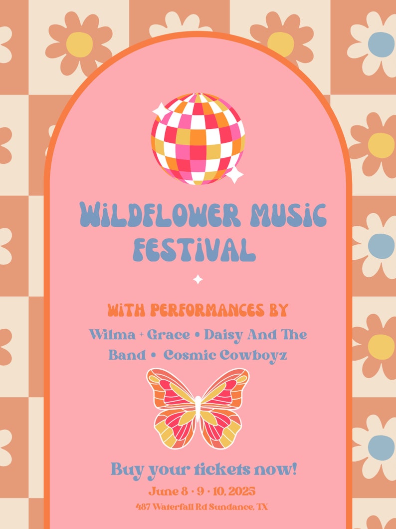 Wildflower Festival Poster Etsy