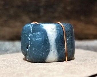 Handmade Sacred Stone BEAD 9mm hole Double/Reverse Black White MAGIC EYE Dreadlock Grounding Prayer Bead Cornwall