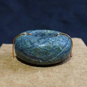 Handmade Serpentine Sacred Stone BEAD 5mm hole OLIVE Crackeled Cobalt Blue Toroidal Grounding Kundalini Kernow