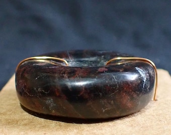 Handmade Serpentine Sacred Stone BEAD 8mm hole Dark RED Burgundy Black Banded Disc Grounding Kundalini Kernow