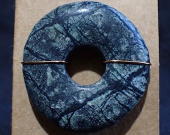 Handmade Serpentine Sacred Stone BEAD 10mm hole Wavy Navy Phosphorescent AQUA Magic EYE Eco Kernow