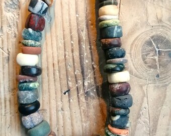 Handmade Mixed Coastal Stone & Silver Beaded Necklace, Mounts Bay, Cornwall
