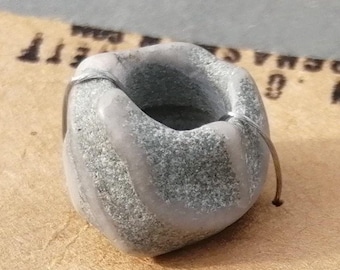 Handmade FREEFORM Sacred Stone BEAD 9mm hole Veined Slate QUARTZ Dreadlock Grounding Eco kERNOW