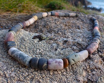 Hand Carved Stone & Silver 'Coastline' Necklace, Cot Valley (Porth Nanvan), Cornwall