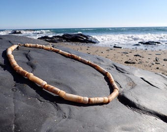 Hand Carved 'Kenneggy Cove' Agate Stone & Bronze Necklace, S.W. Cornwall