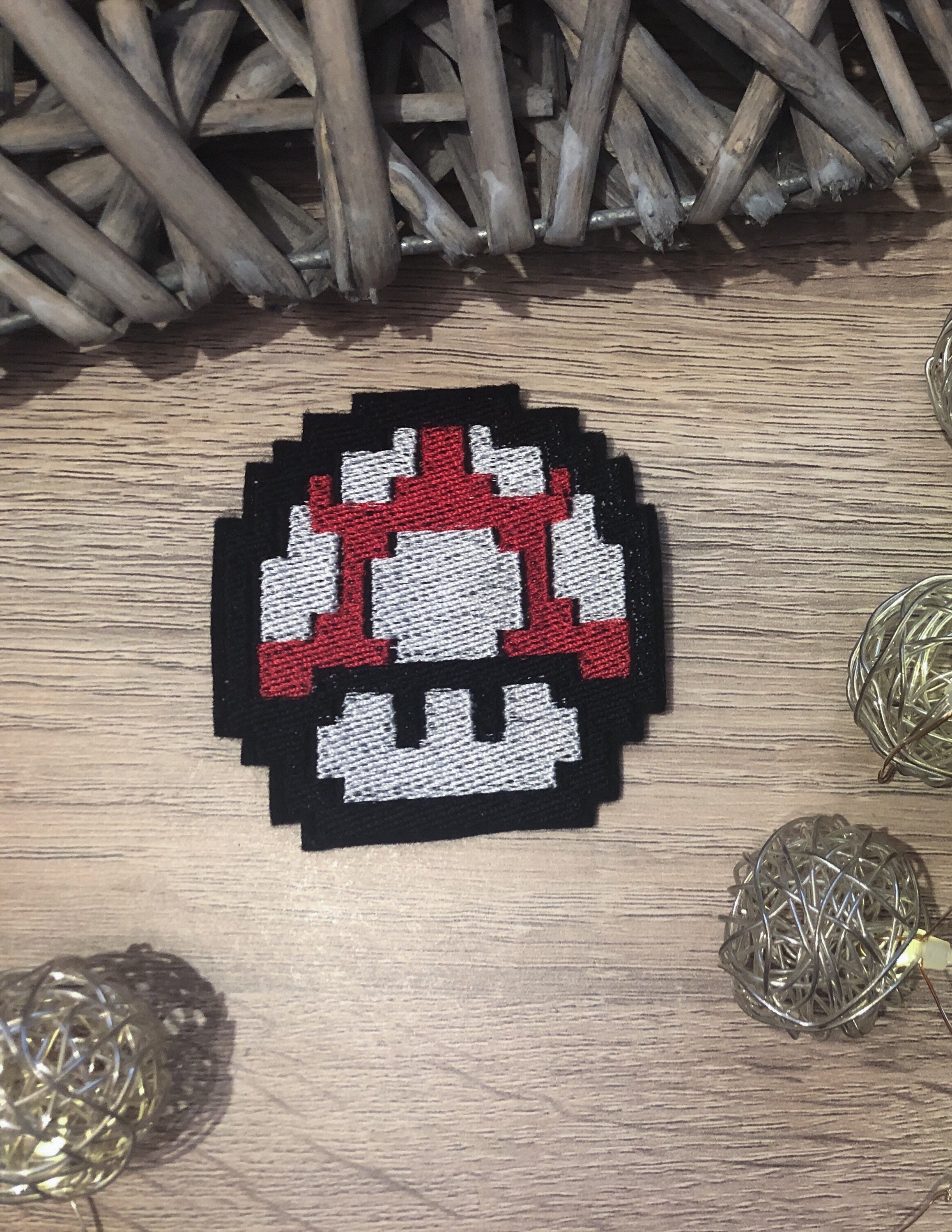 Mario Mushroom 8 Bit Patch Etsy Uk