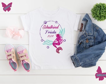 T-Shirt schoolchild mermaid with name glitter