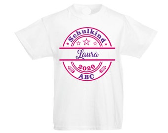 T-Shirt zur Einschulung  Schulkind mit Namen  / Einschulungsshirt / Erster Schultag / T-Shirt Erster Schultag