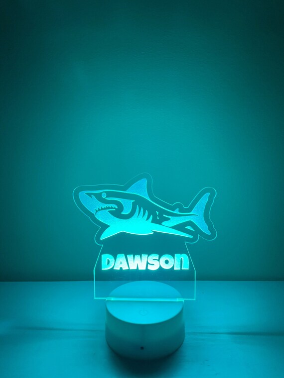 Personalized Shark LED Night Light Shark Kids Shark Theme Etsy