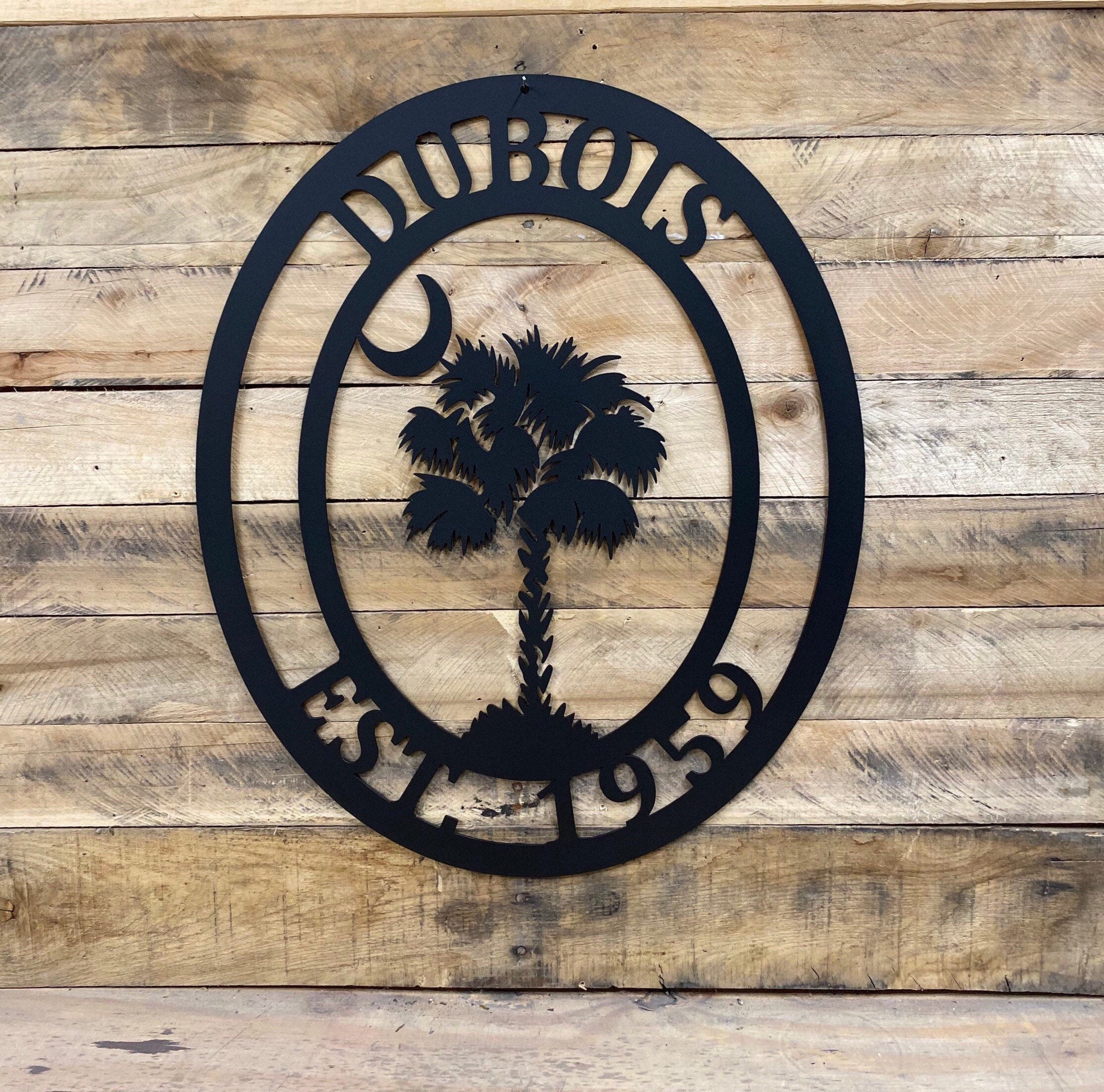 Personalized Oval South Carolina Sign Palmetto Tree Decor | Etsy