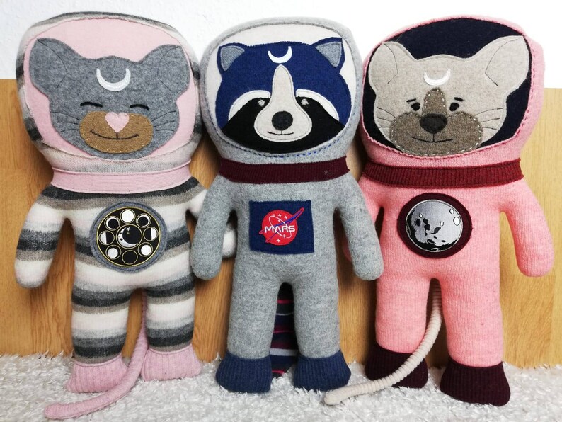 Pink Kitty Astronaut Plush Toy Handmade Kitty Cosmonaut | Etsy
