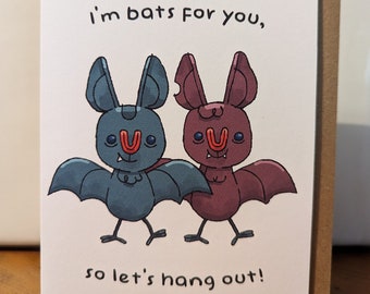 Cute Bat Love Card - Valentines, Anniversary, Birthday