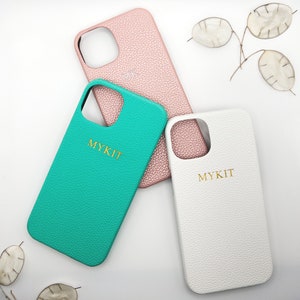 Étui iPhone en cuir personnalisé, iPhone initial Monogramme personnalisé 15, 14, 13,12,11,Xr, X,8,7, Mini, Pro, Max Idée cadeau en cuir personnalisée image 2