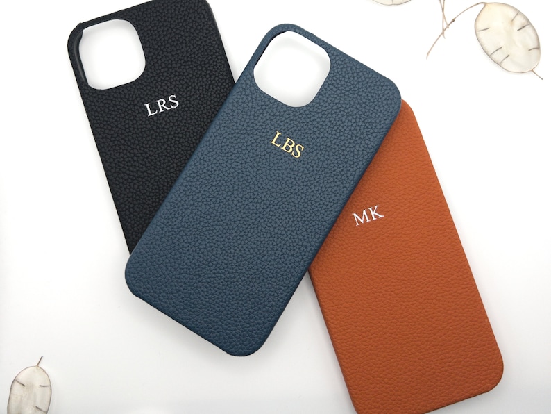 Personalized leather iPhone Case, Custom Monogram initial iPhone 15, 14, 13,12,11,Xr, X,8,7, Mini, Pro, Max Personalized leather Gift idea image 3