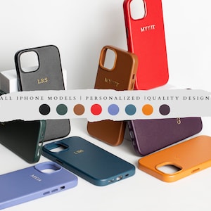 Individuell geprägte Initialen MagSafe iPhone Hülle - Personalisierte Vegan Leder Magnetische Abdeckung für iPhone 16, 15, 14, 13 Plus, Pro, Max, niedliches Geschenk