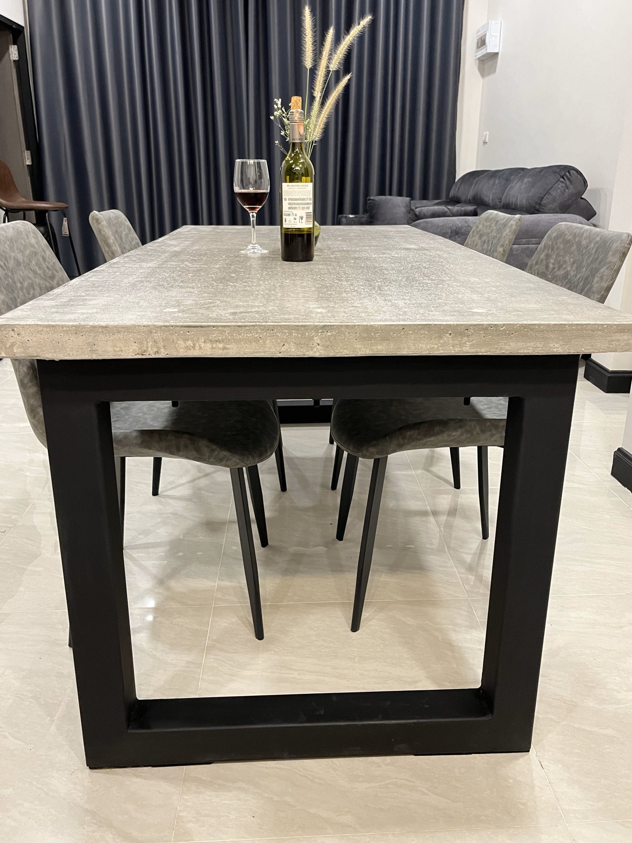 Concretetopped Dining Table MADE TO ORDER clear Coat Finish, Indoor