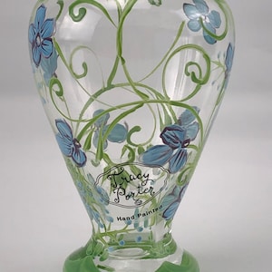 Hand painted bud vase,Tracy Porter,Blue floral Evelyn vase,Gift gor her,housewarming gift,collectable item, FREE Shipping
