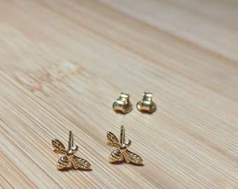 Bee stud earrings gold sterling silver mini Manchester