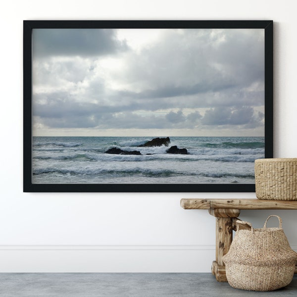 Ocean, Seaside Prints, Cornwall, Cornwall Print, Ocean Print, Seascape Photography, Coastal Decor, Lusty Glaze Beach, Newquay