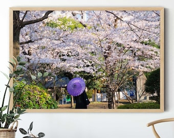 Sakura Umbrella Tokyo Photography Print, Pink Japanese Wall Art