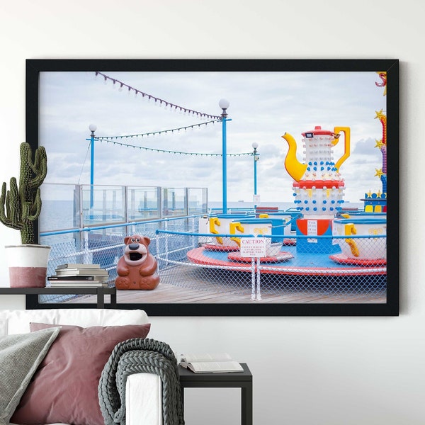 Wes Anderson, Funfair, Theme Park, Amusements Arcade, Isle of Wight Pier, Rides, Beach photograph, Wes Anderson Poster, Wes Anderson Print