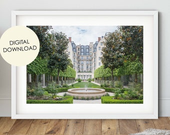 Wes Anderson Design, Ritz Hotel Garden, Paris Digital Download, Paris Druck, Paris Park Wandkunst, Paris Garten Dekor, Brunnen
