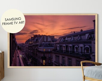 Paris sunset print, Samsung Frame TV Art, Paris Digital Download, Paris rooftop, Digital Download Samsung Frame, Parisian Street