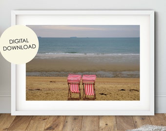 Digital Download, Sandown Beach Print, Isle of Wight, Beach Chairs, Instant Download, Beach Photography, Digital Print, Beach Wall Art